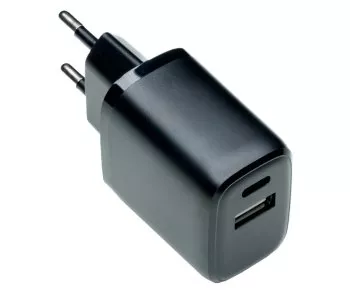 USB C+A Ladegerät/Netzteil 20W, Power Delivery + QC 3.0, schwarz